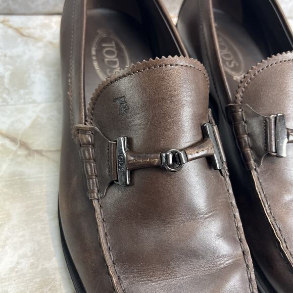 Tod\'s Buckle Loafers Shoes Men\'s Size 11 Brown Leather Dress City Italy main image 14